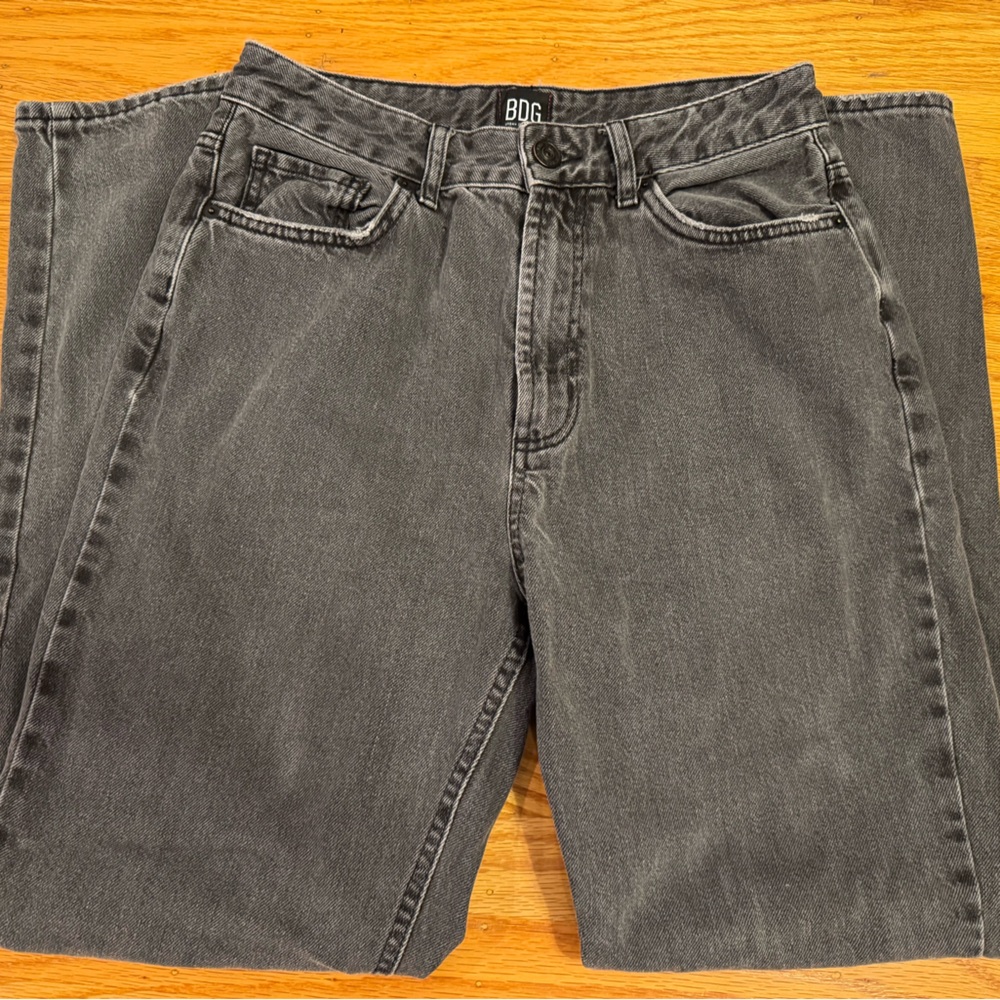 Urban Outfitters BDG Mom Grey Jeans High Rise Acid Washed W28